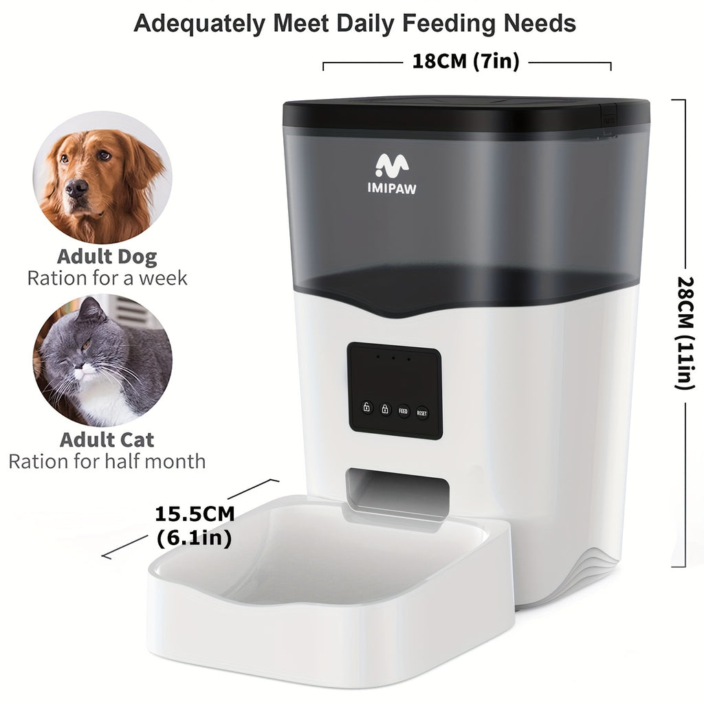 IMIPAW WiFi-Futterautomat 3L – Automatische Fütterung per App für Hunde & Katzen
