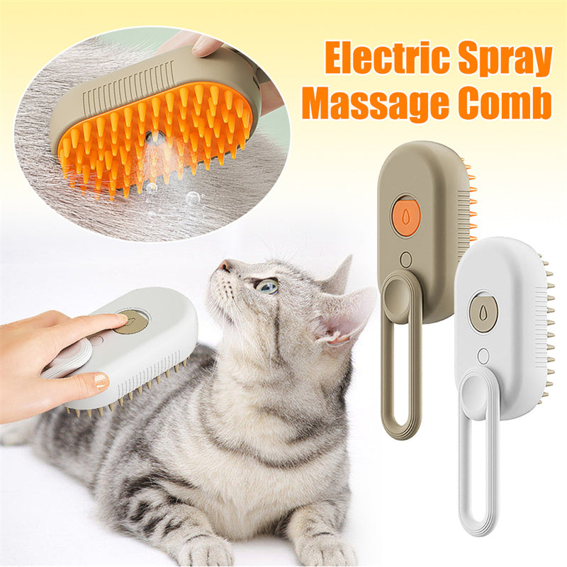 Elektrische 3-in-1 Dampfbürste für Hunde und Katzen zum Entfilzen, Reinigen und Massieren des Fells
