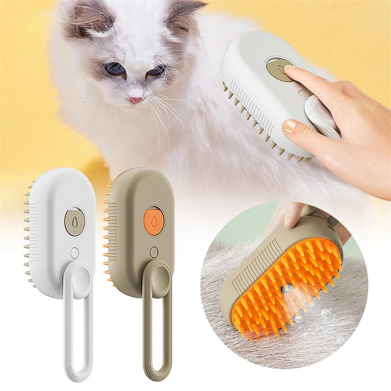 Elektrische 3-in-1 Dampfbürste für Hunde und Katzen zum Entfilzen, Reinigen und Massieren des Fells