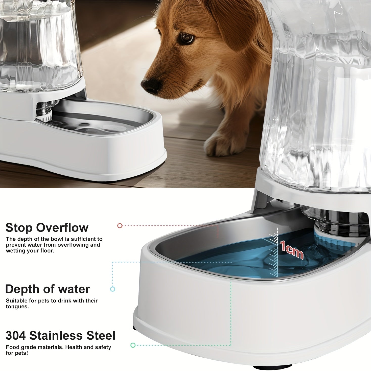 GARDNER PET Schwerkraft-Wasserspender 3,85L – Edelstahl für Katzen & Hunde