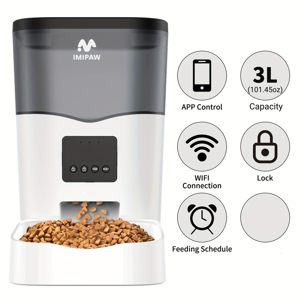 IMIPAW WiFi-Futterautomat 3L – Automatische Fütterung per App für Hunde & Katzen